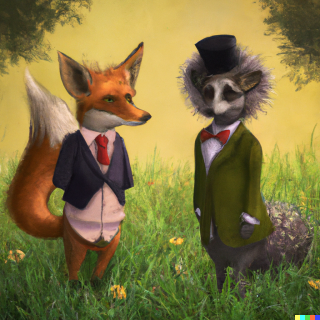 A fox and hedgehog (DALLE-2)